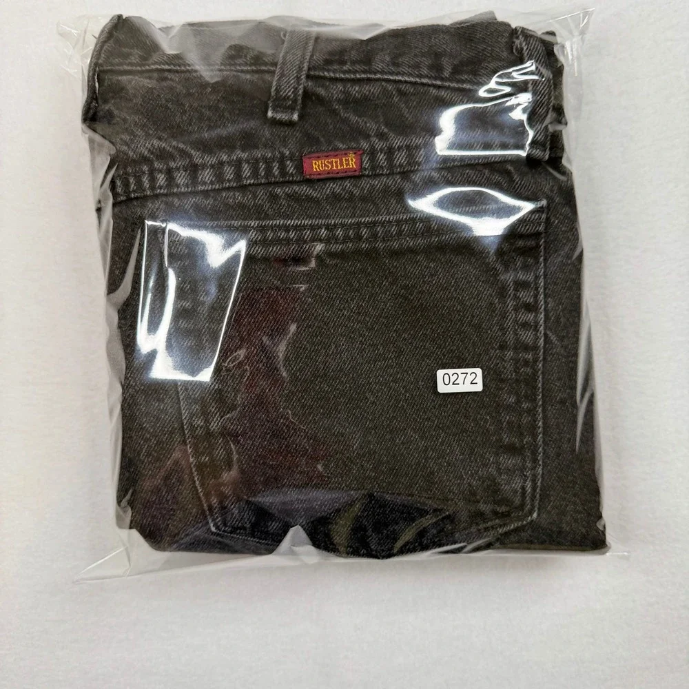 Rustler Mens Black Denim Straight Leg Jeans 36x30 87619JB Regular Fit Workwear